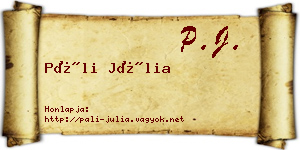Páli Júlia névjegykártya