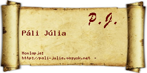 Páli Júlia névjegykártya